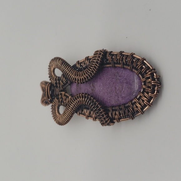 999- Purpurite Natural Stone Wire Wrapped Handmade Pendant Necklace NWT - Picture 3 of 12